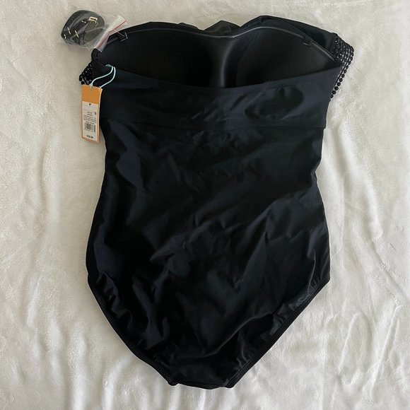 NEW w/ Tags - Kona Sol Black Ruffle One Piece Bathing Suit - Picture 2 of 3